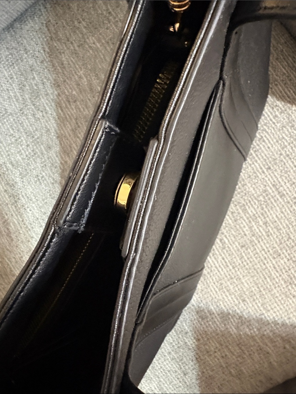 Nine West Black Pebbled Tote with Gold Accent - Picture 13 of 14